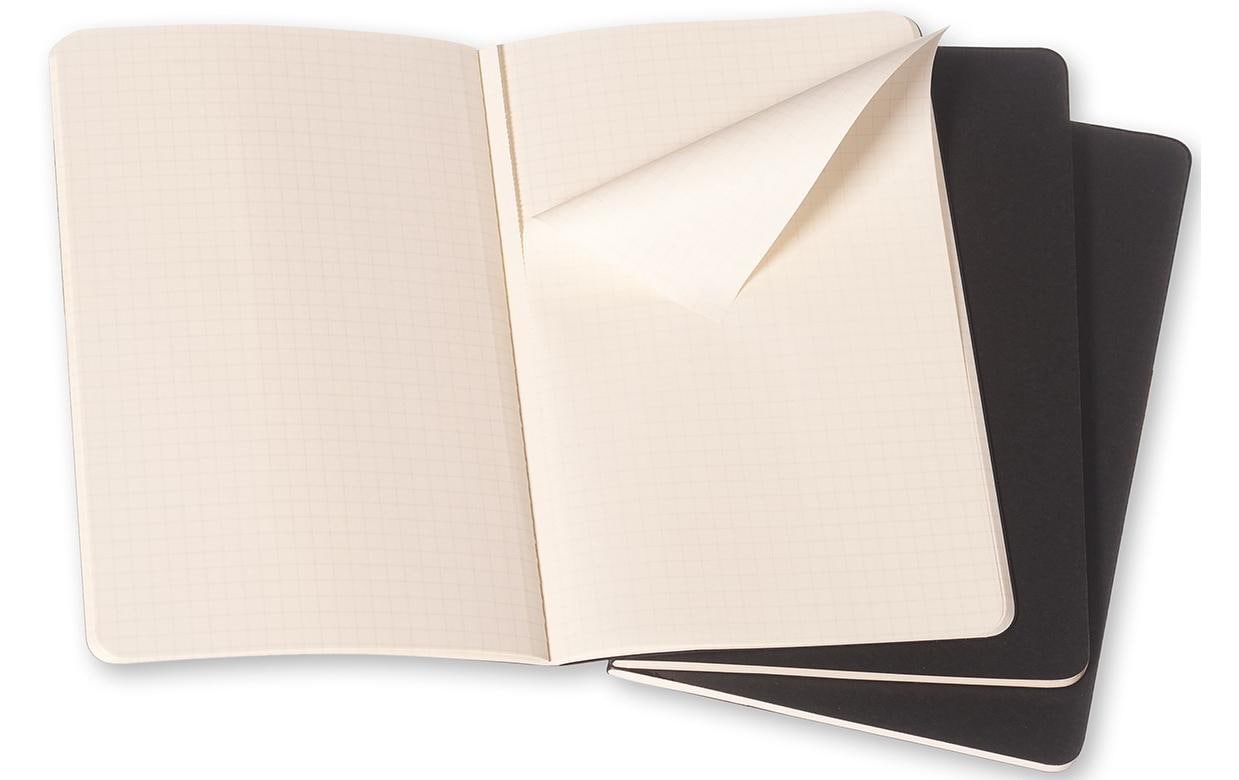 Moleskine Cahier Notizheft – 130 × 210 mm – kariert – 80 Blatt – Fadenheftung, Innentasche, schwarz, 3 Stück
