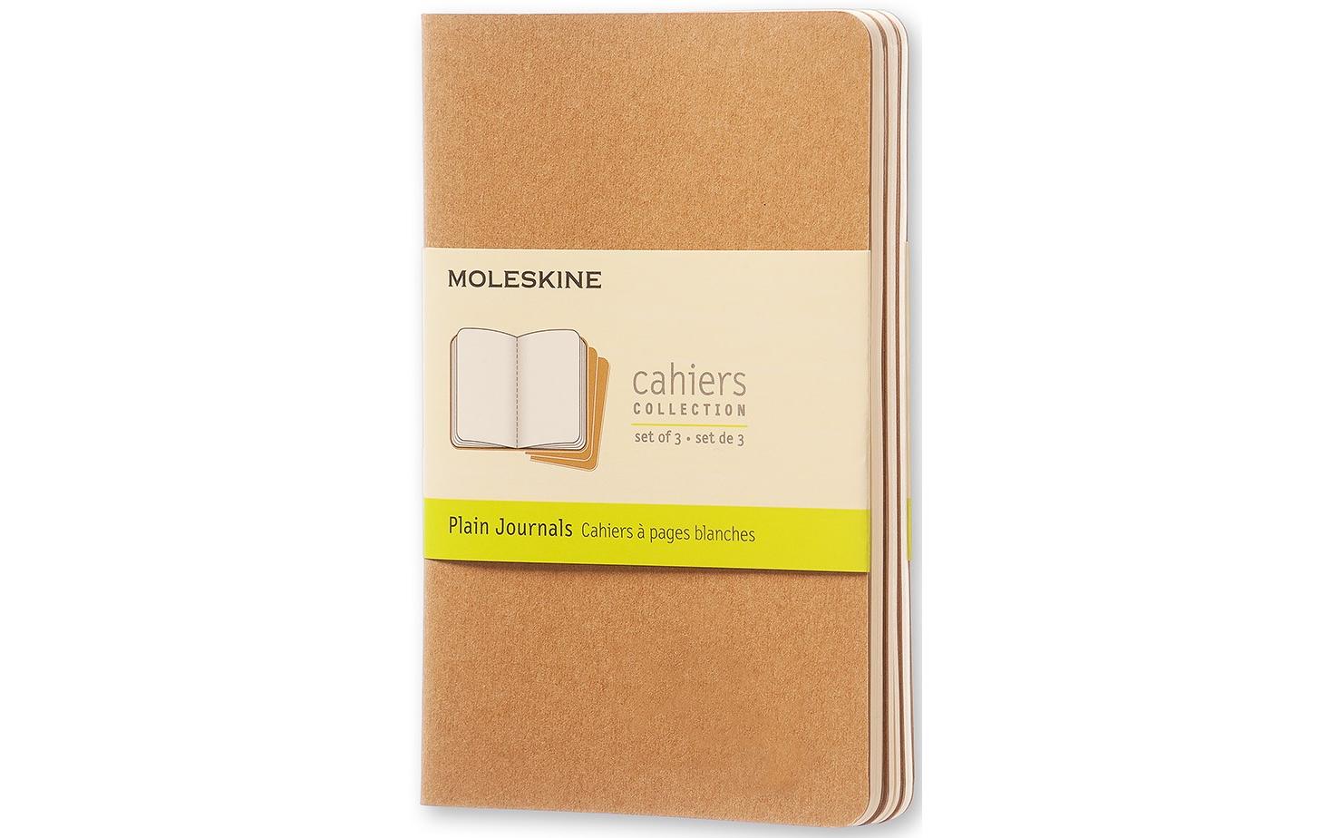 Moleskine Notizheft – 90 × 140 mm – 70 g/m² – Hardcover, perforiert, Einstecktasche – beige, 3 Stück