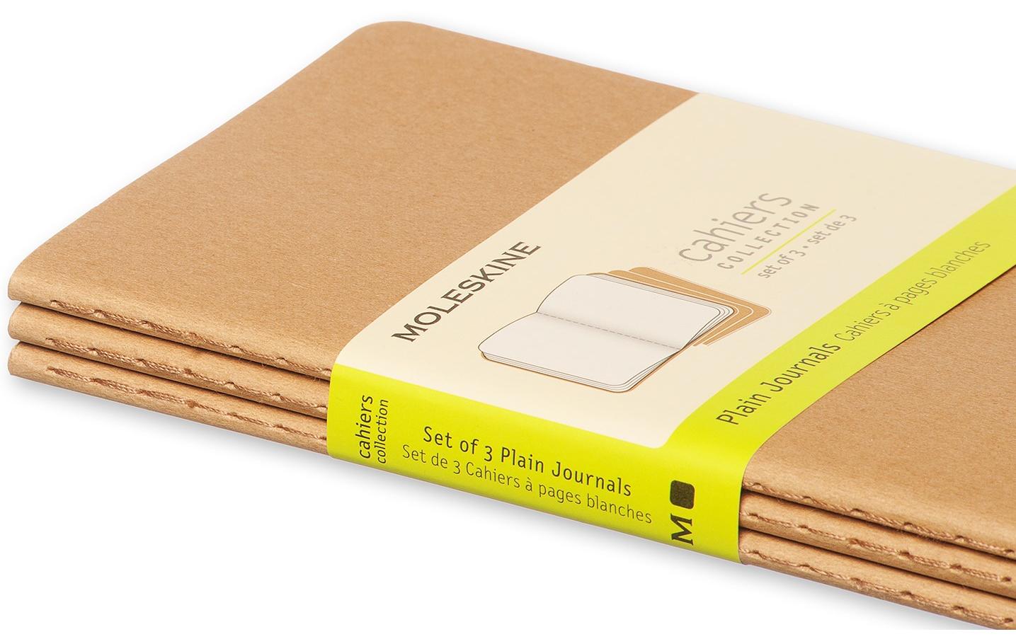 Moleskine Notizheft – 90 × 140 mm – 70 g/m² – Hardcover, perforiert, Einstecktasche – beige, 3 Stück