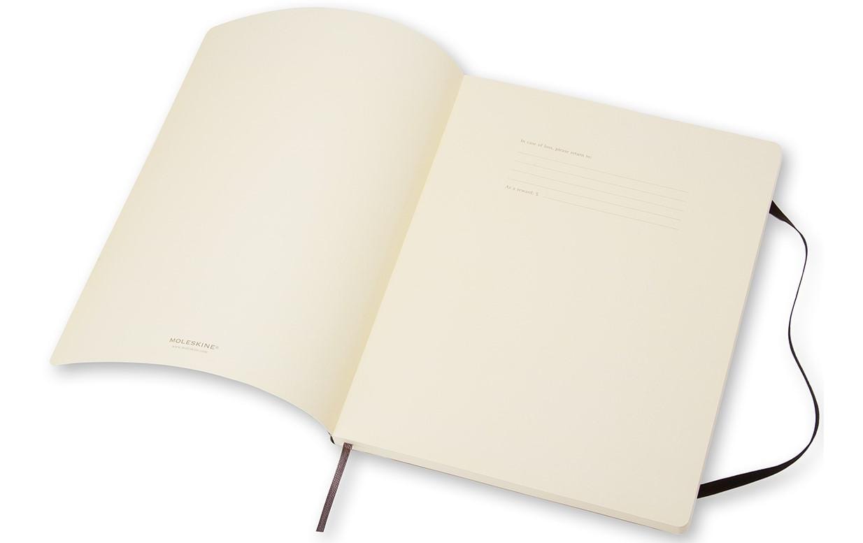 Moleskine Notizbuch, 190 × 250 mm, blanko, Fadenheftung, Softcover, 192 Seiten, 70 g/m² – schwarz