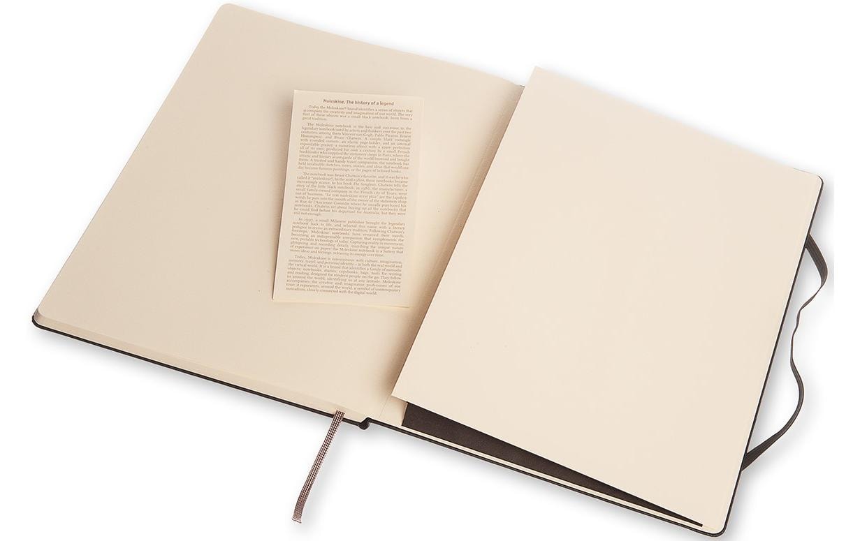 Moleskine Notizbuch, 190 × 250 mm, liniert, Fadenheftung, Hardcover, 192 Seiten, 70 g/m² – schwarz