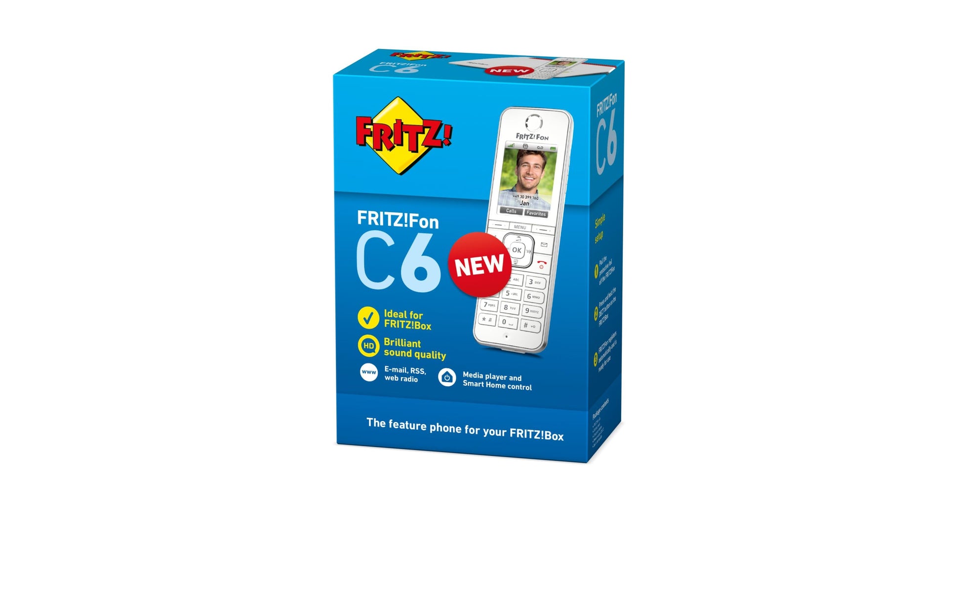 FRITZ! AVM FRITZFon C6 – DECT-Telefon nur Mobilteil, mit Anrufbeantworter, Freisprechen, für FRITZBox/DECT-Basisstation, weiss