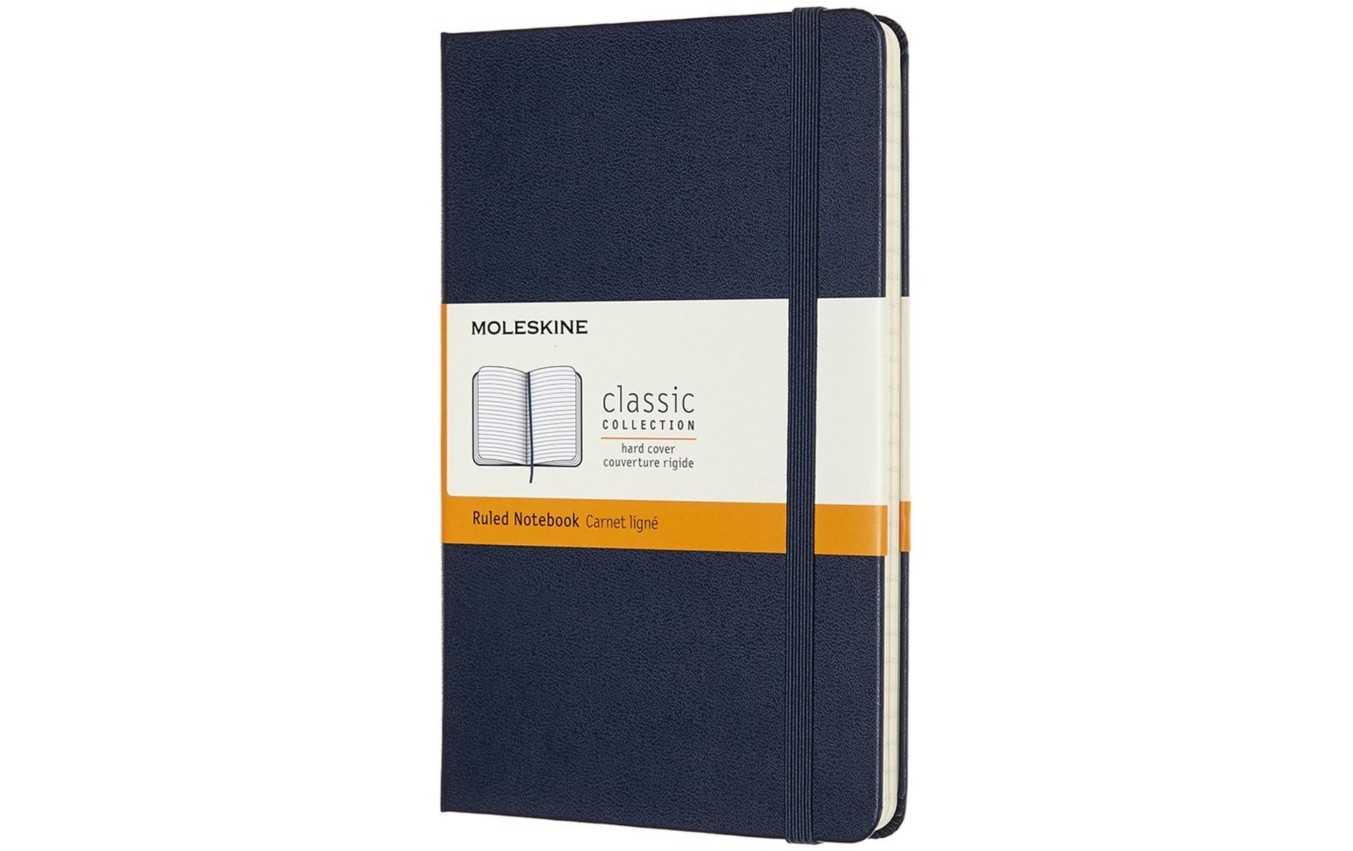 Moleskine Notizbuch – 115 × 180 mm – liniert – 208 Seiten – Hardcover, Gummiband, Tasche, blau