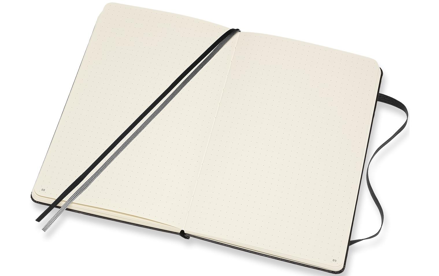 Moleskine Notizbuch, A5, punktkariert, Fadenheftung, Hardcover, 160 Seiten, 120 g/m² – schwarz