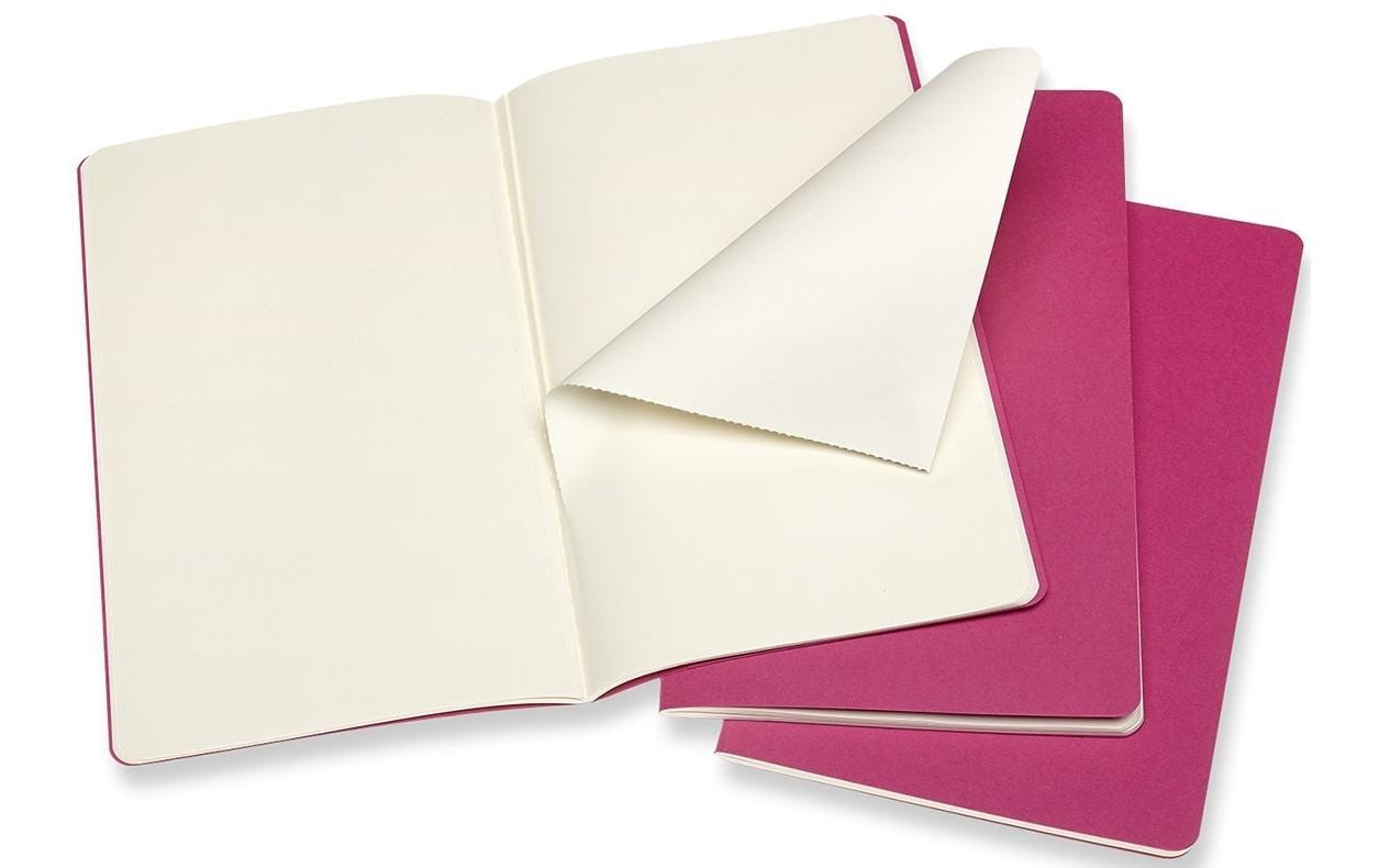 Moleskine Notizheft – 130 × 210 mm – perforiert, Innentasche, sichtbare Fadenheftung, pink, FSC, 3 Stück