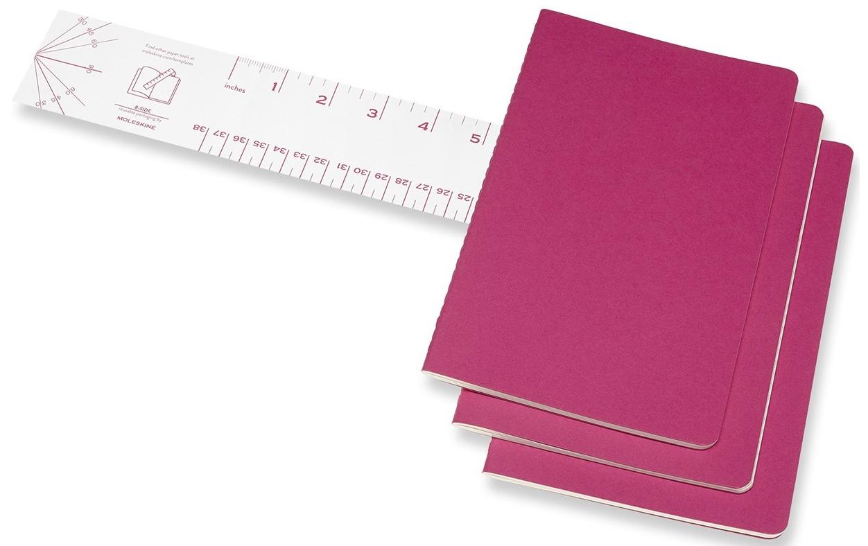 Moleskine Notizheft – 130 × 210 mm – perforiert, Innentasche, sichtbare Fadenheftung, pink, FSC, 3 Stück