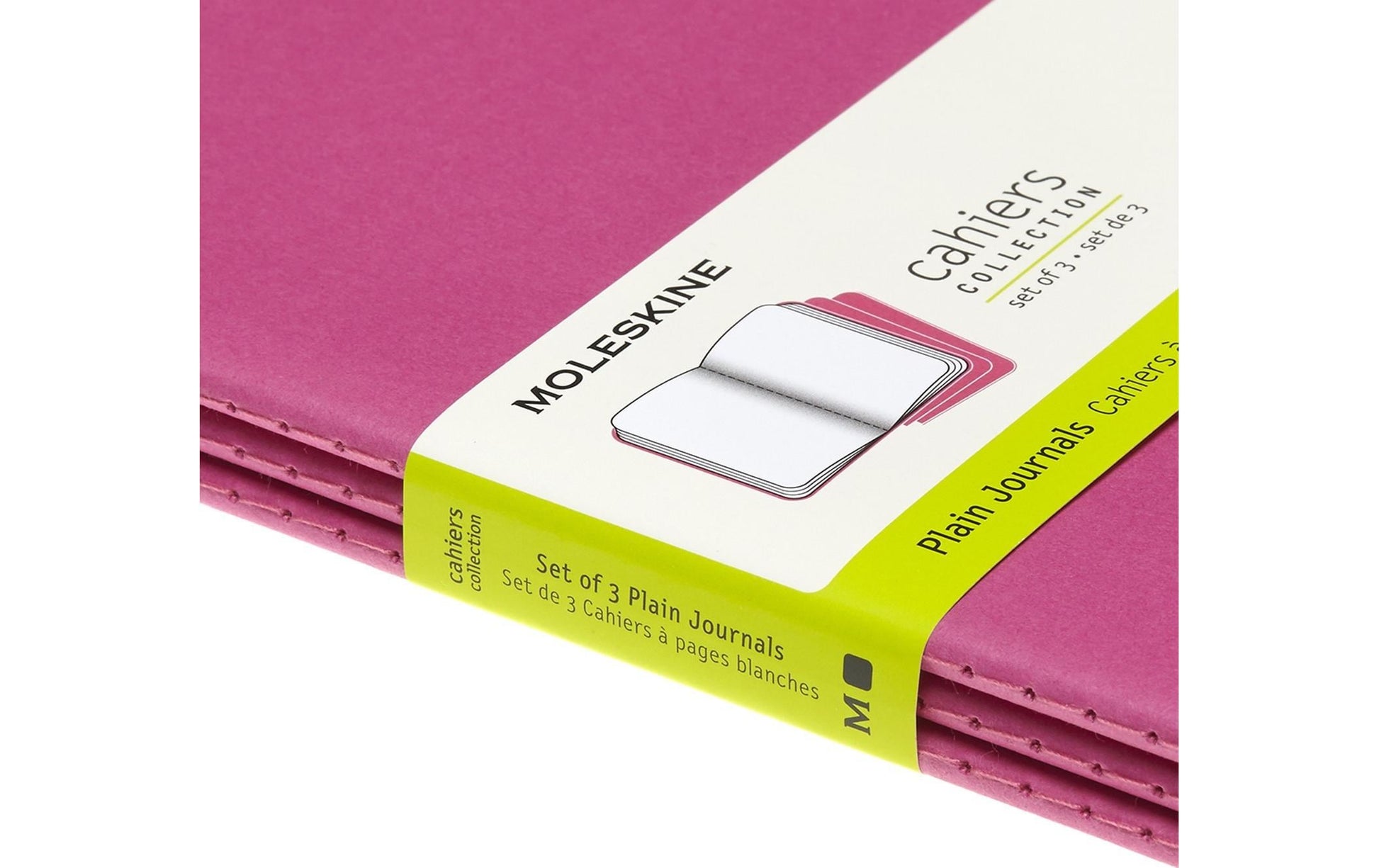 Moleskine Notizheft – 130 × 210 mm – perforiert, Innentasche, sichtbare Fadenheftung, pink, FSC, 3 Stück