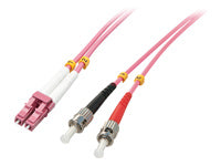 Lindy 46355 LWL-Patchkabel – LC–ST, Multi-Mode (OM4), 15 m, Pink
