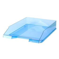 Helit Briefkorb – mit Beschriftungsfeld, hochglänzend, blau transparent, B 245 × H 67 × T 347 mm