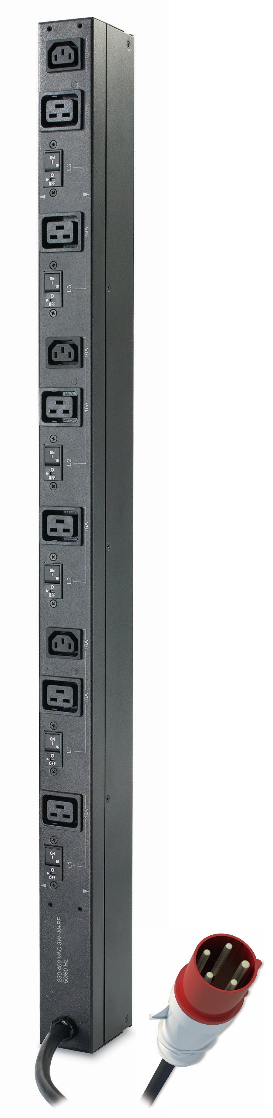 APC Rack-PDU – 0U, senkrecht, 3× IEC C13, 6× IEC C19, IEC 309 32A 3P+N+PE, 400 V/32 A, 3-phasig, 1,83 m