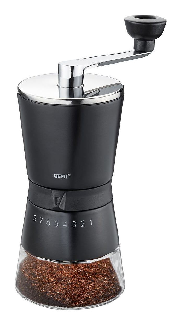 GEFU Hand-Kaffeemühle SANTIAGO – 10 g, Edelstahl-Mahlwerk, Kunststoff – Silber