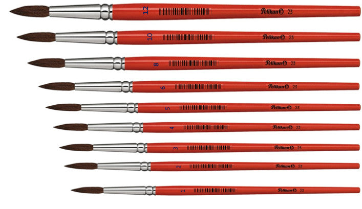 Pelikan Serie 23 – Aquarellpinsel – Rundpinsel, Grösse 8, Ponyhaar, Orange, 1 Stück, FSC-zertifiziert