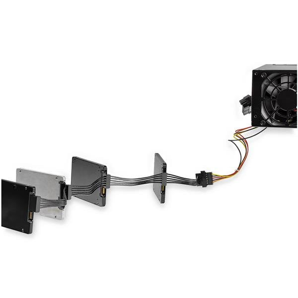 StarTech.com SATA-Power-Splitter Stromkabel – SATA 15-Pin zu 4× SATA, 0,4 m, schwarz