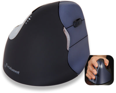 Evoluent Vertical Mouse4 WL Ergonomische Maus – kabellos, 6 Tasten, für Rechtshänder, vertikal