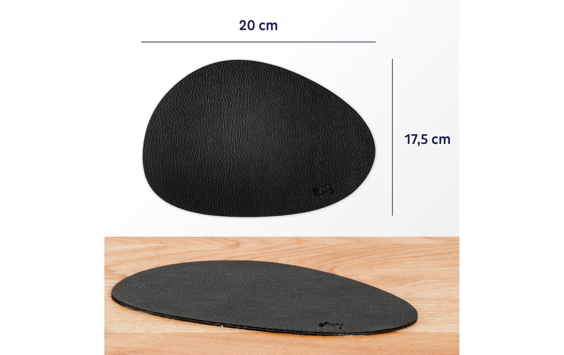 Silwy Tischset – Leder, Anthrazit, 20 × 13,5 cm