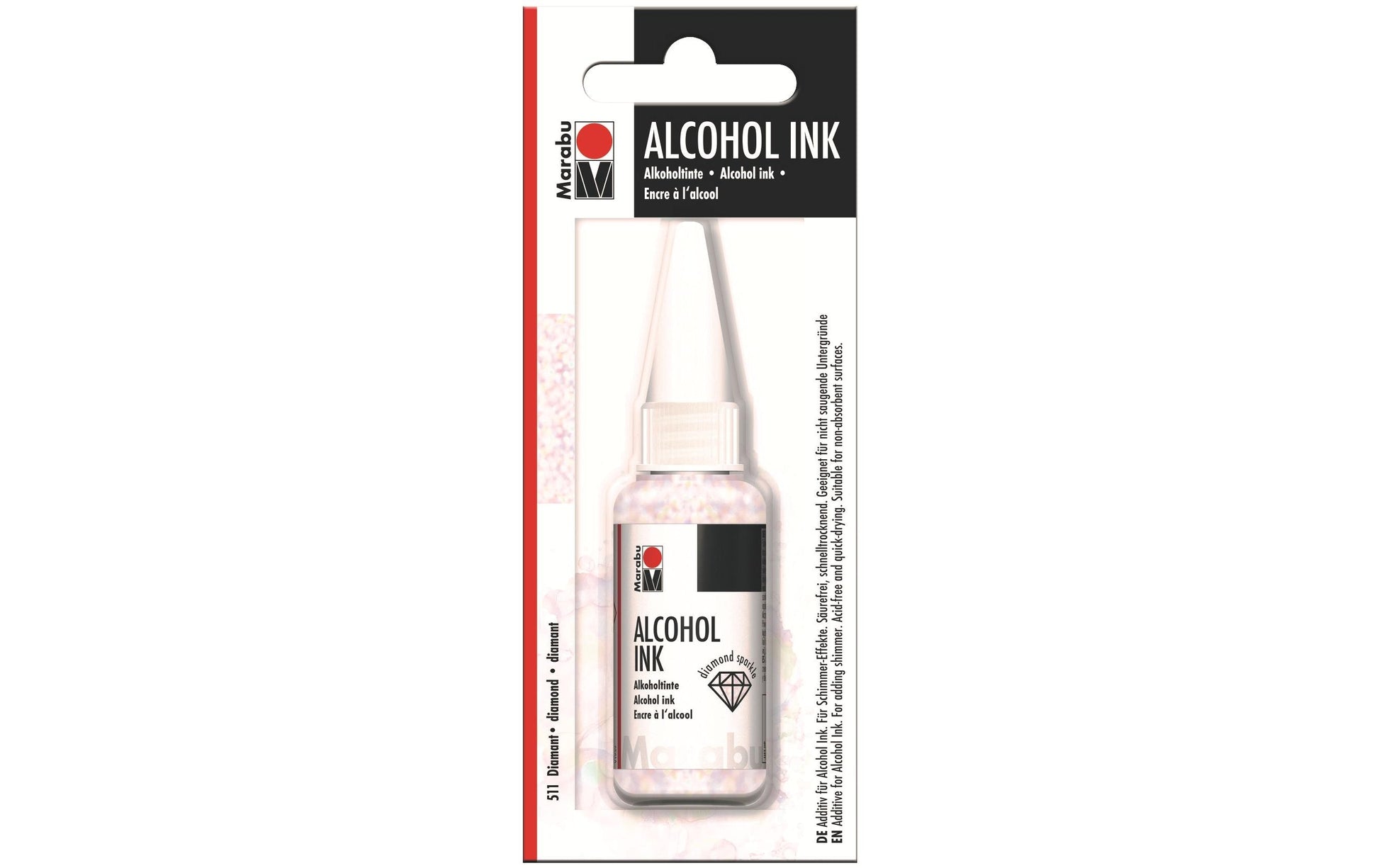 Marabu Alcohol Ink Diamant Alkoholtinte – Silber 511, Perlglanz, schnelltrocknend – 20 ml