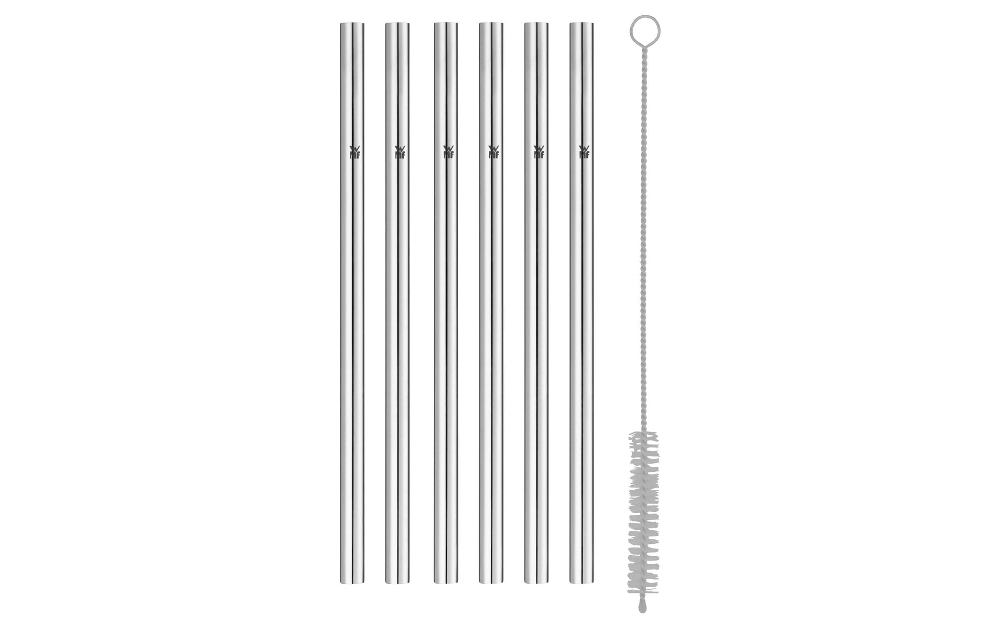 WMF Trinkhalme – 18 cm, Edelstahl (Cromargan), 6 Stk., inkl. Bürste