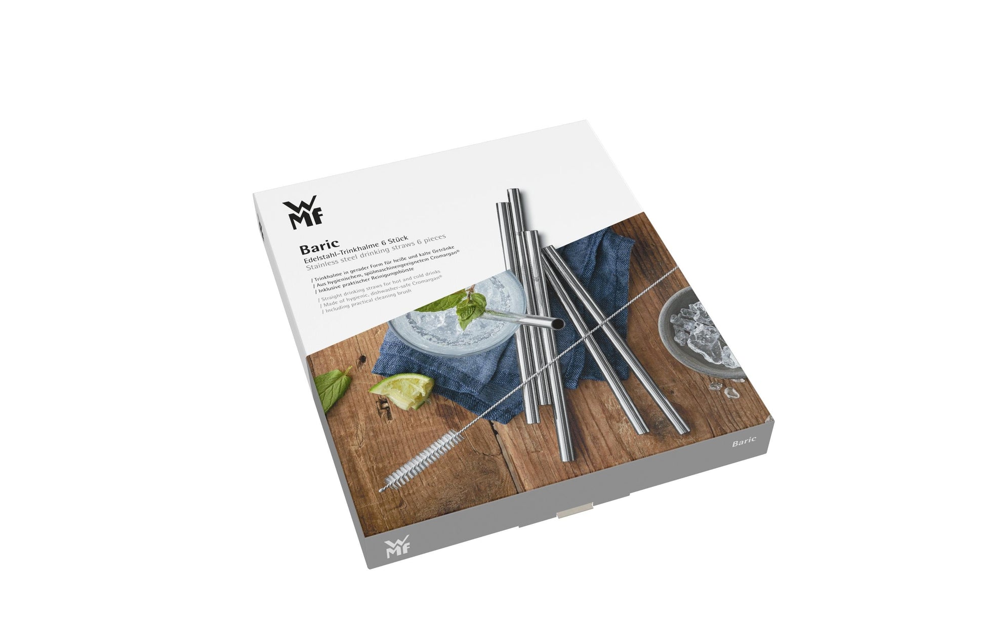 WMF Trinkhalme – 18 cm, Edelstahl (Cromargan), 6 Stk., inkl. Bürste