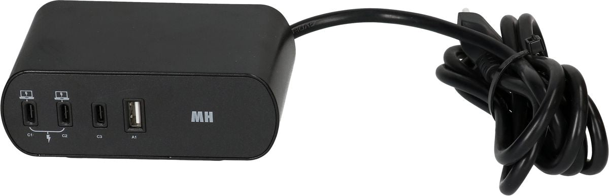 Max Hauri AG Max Hauri PD65W Netzteil – 65 W, 3× USB-C + 1× USB-A, PD, mit 2 m Kabel – für USB-C/USB-A-Geräte