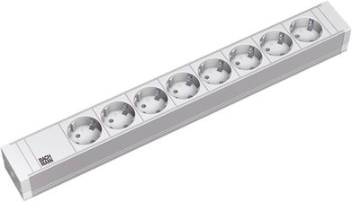 Bachmann Steckdosenleiste 19", 8×T13, 2 m, Eingang Schutzkontaktstecker, IP20 – Schwarz