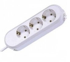 Bachmann Steckdosenleiste – 3× Typ E/F (Schuko), 3 m, ohne Schalter, weiss