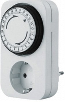 Bachmann Mechanische 24‑h‑Zeitschaltuhr, 1×T13, 16 A 230 V 3,68 kW, Drehregler, Kunststoff – weiss