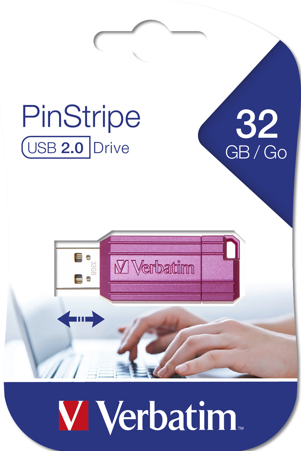 Verbatim Pin Stripe USB-Stick – 32 GB, USB 2.0, pink