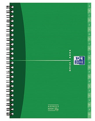 Elba Adressbuch – A5 – liniert 5 mm – 72 Seiten – 90 g/m² – Spiralbindung, assortiert, grün