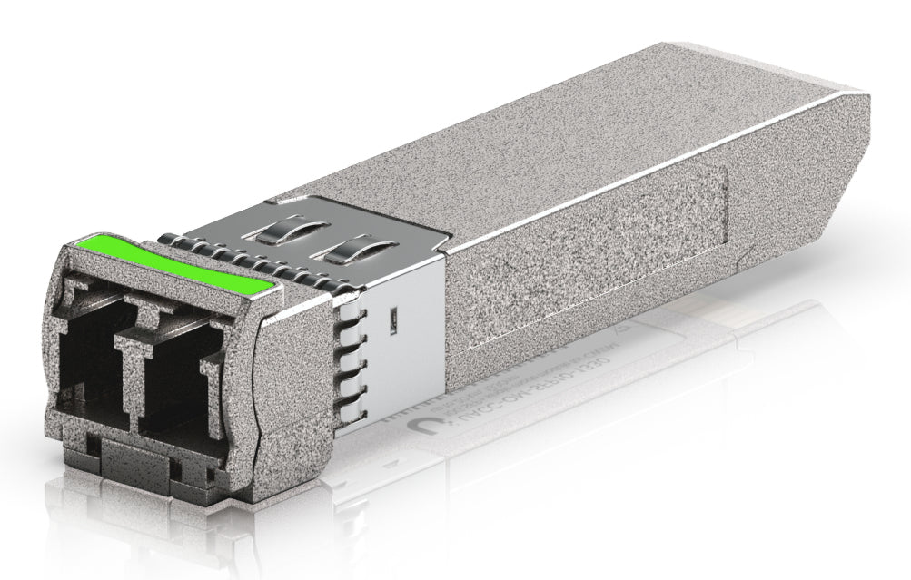 Ubiquiti SFP+ Transceiver – 11,3 Gbit/s, Singlemode, 1310 nm, 20 km, LC (UPC), CWDM – Grün/Grau