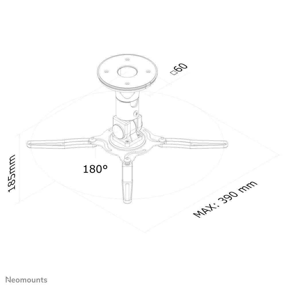 Neomounts BEAMER-C50 Projektor-Deckenhalterung – 18,5 cm, 10 kg, schwenkbar, neigbar, silber