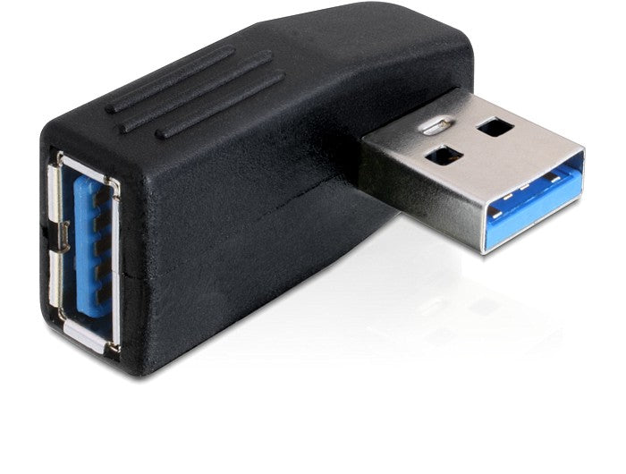 DeLOCK 65341 Winkeladapter USB-A zu USB-A – USB 3.2 Gen 1 (5 Gbit/s), beidseitig gewinkelt, Schwarz