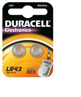 Duracell Knopfzellen LR43, Alkaline, 1,5 V – 2 Stk.