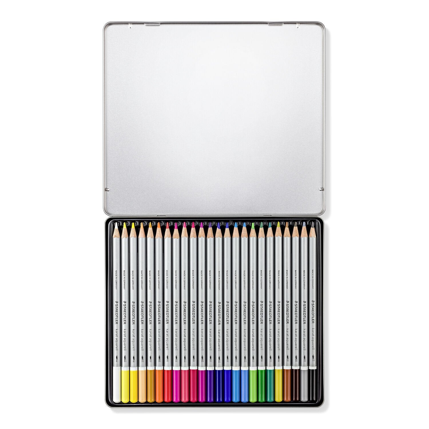 Staedtler Aquarellfarbstifte Karat – Sechskant, Minen-Ø 3,0 mm, 24 Farben, im Metalletui