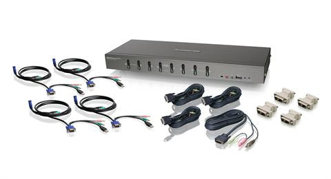 Iogear GCS1108KIT2 – 8-Port DVI-I KVM-Switch – 1920 × 1200, Audio