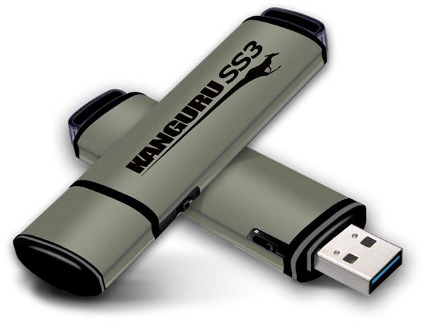 iStorage Kanguru SS3 – 128 GB, USB-A 3.2 Gen 1, 105/78 MB/s, Schreibschutzschalter, für Windows/Mac OSX/Linux