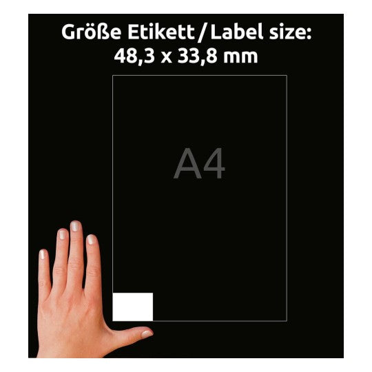 Avery 4789 – Etiketten A4 48 × 34 mm – weiss – permanent haftend – Laser/Inkjet – 30 Blätter (960 Stk.)