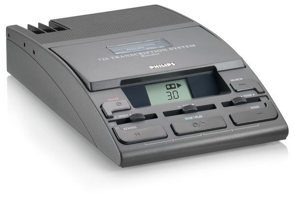Philips 720T – Diktiergerät – mit Lautsprecher, Akkubetrieb, 12 V DC-Anschluss – Schwarz