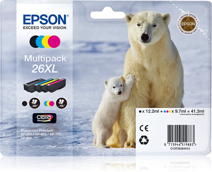 Epson Tintenpatronen-Multipack T263640, CMYK, XL – für XP-700, XP-800