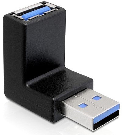DeLOCK USB-Adapter USB-A auf USB-A – USB 3.2 Gen 1 (5 Gbit/s) – Abgewinkelt – Schwarz