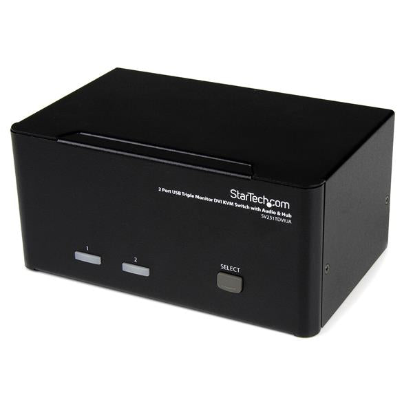 StarTech.com 2-Port DVI-I KVM-Switch, Dreifach – 1920 × 1200, USB 2.0-Hub, Audio