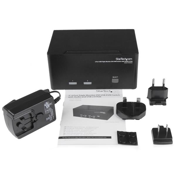 StarTech.com 2-Port DVI-I KVM-Switch, Dreifach – 1920 × 1200, USB 2.0-Hub, Audio