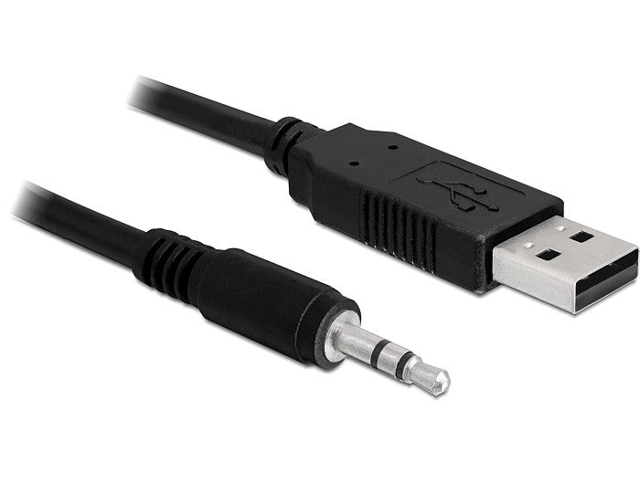 DeLOCK USB-Seriell-Kabel USB-A zu 3,5 mm Klinke (3-pol) – USB 2.0 (480 Mbit/s), TTL 5 V, 1,8 m – Schwarz