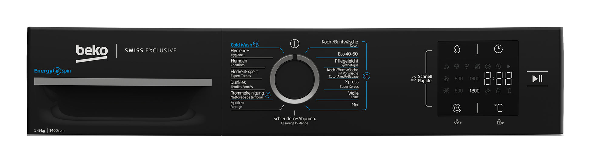 Beko Waschmaschine WM229 – 9 kg, Energieeffizienz A, 1400 U/min – weiss