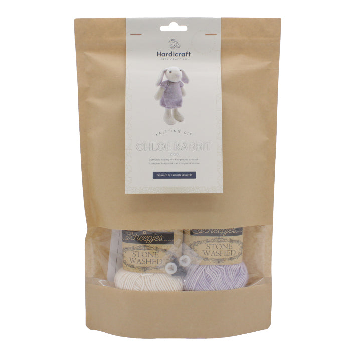 Hardicraft Strickset – Hase Chloe – 25 cm – lila, weiss