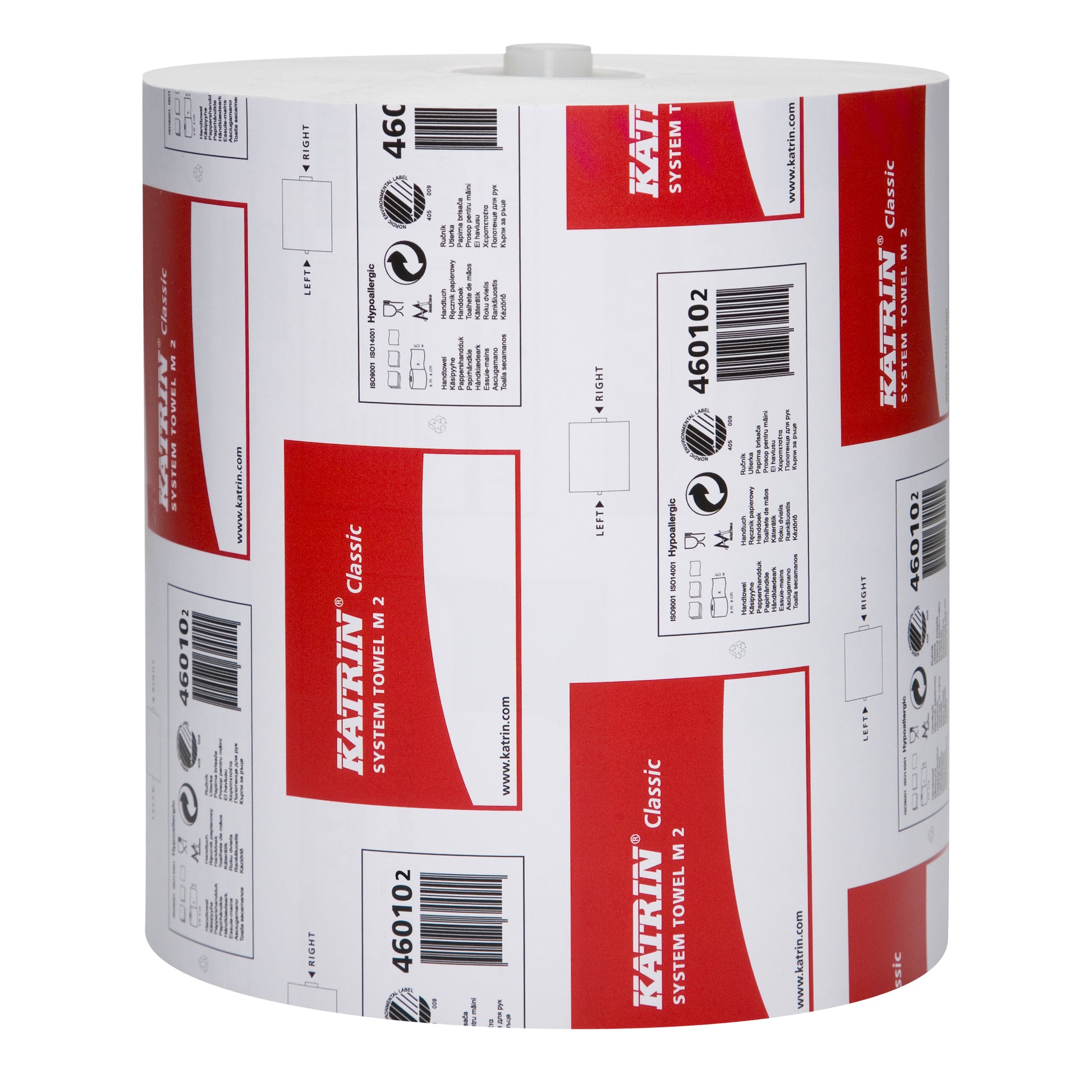 Katrin Handtuchrolle System M – 2-lagig, Recyclingfasermaterial, 160 mm × 160 m, für Katrin Inclusive System