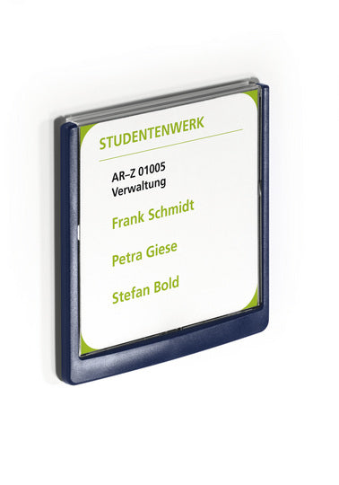 Durable Türschild – 149 × 149 mm, dunkelblau, selbstklebend, wiederablösbar
