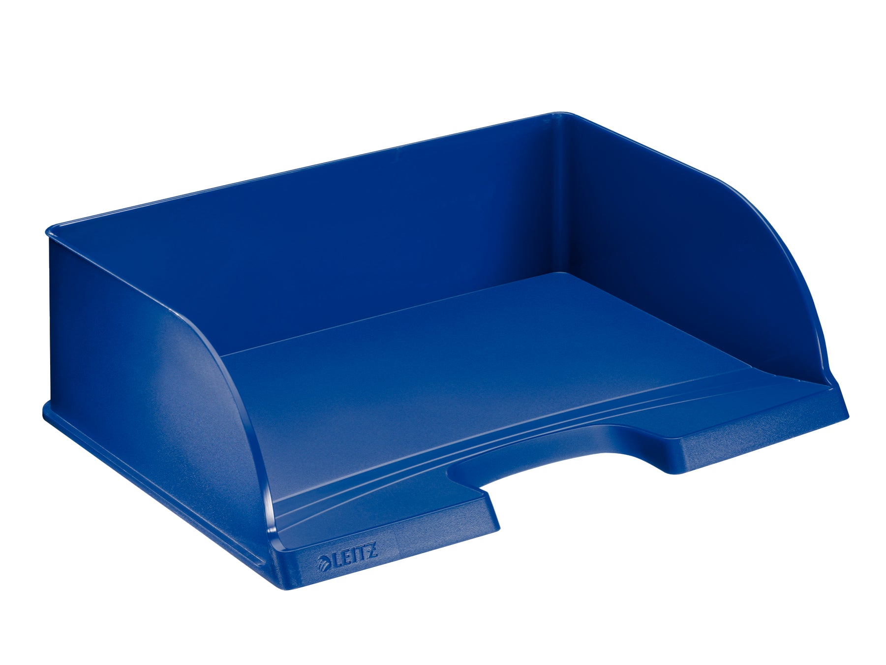 Leitz Stapelbarer Briefkorb mit Griffausschnitt, Beschriftungsfeld, matt, blau, B 363 × H 103 × T 273 mm