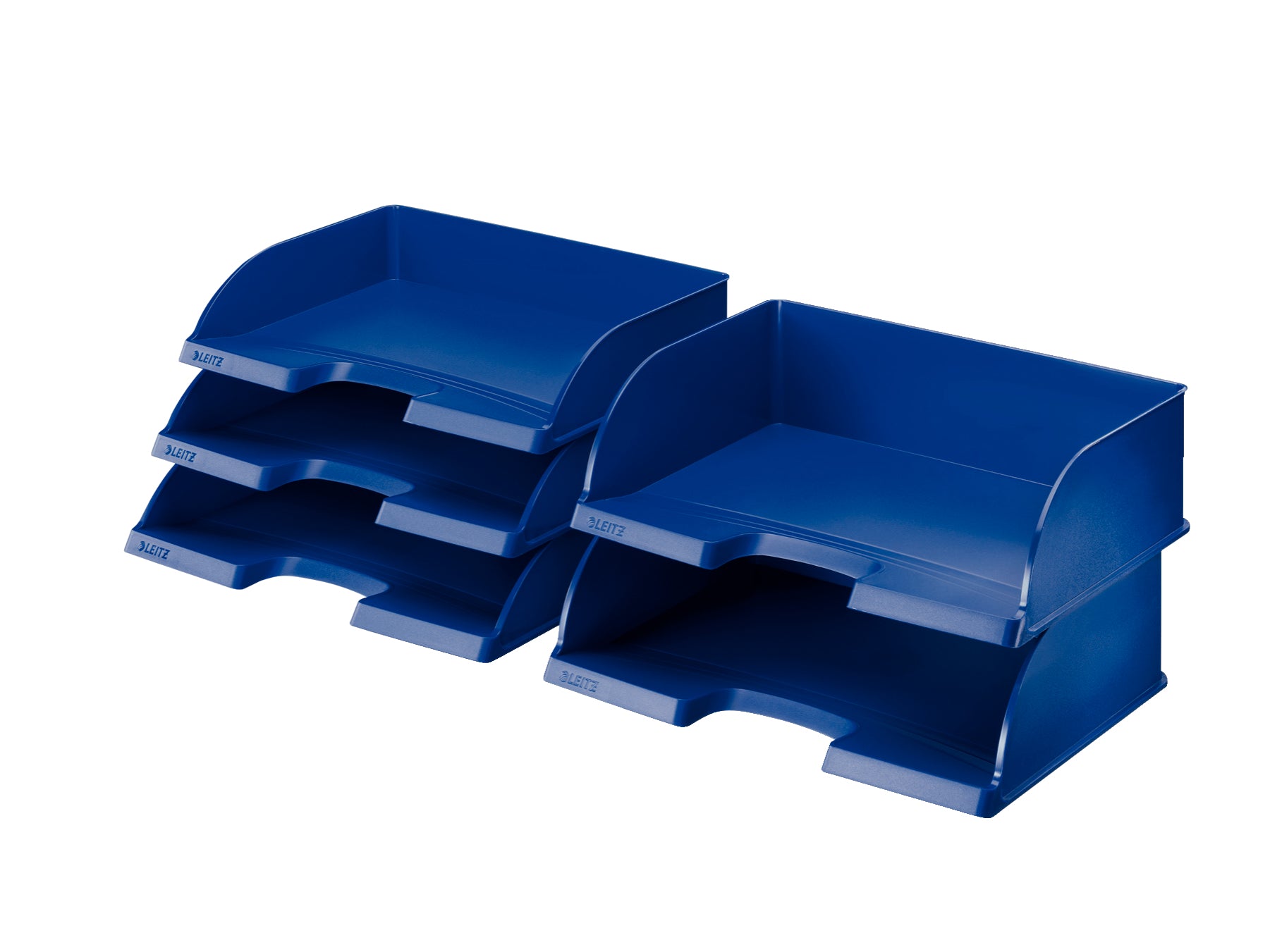 Leitz Stapelbarer Briefkorb mit Griffausschnitt, Beschriftungsfeld, matt, blau, B 363 × H 103 × T 273 mm