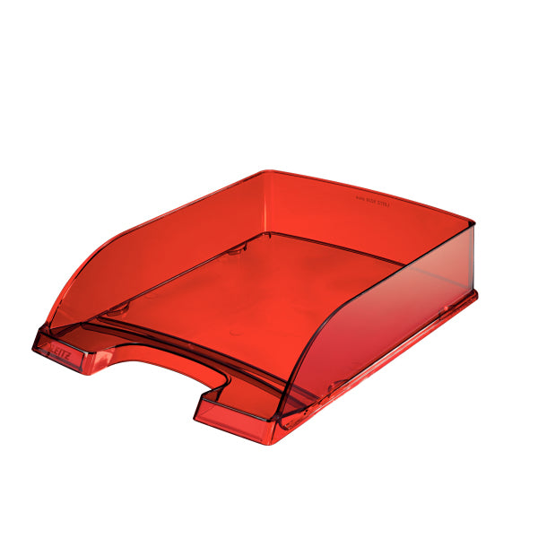 Leitz Stapelbarer Briefkorb mit Griffausschnitt, Beschriftungsfeld, glänzend, rot, B 255 × H 70 × T 357 mm