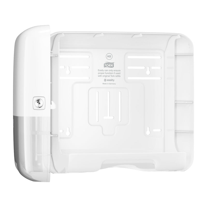 Tork Falthandtuchspender Mini Elevation – für Tork H3, Kunststoff, Weiss, 332 × 291 × 135 mm